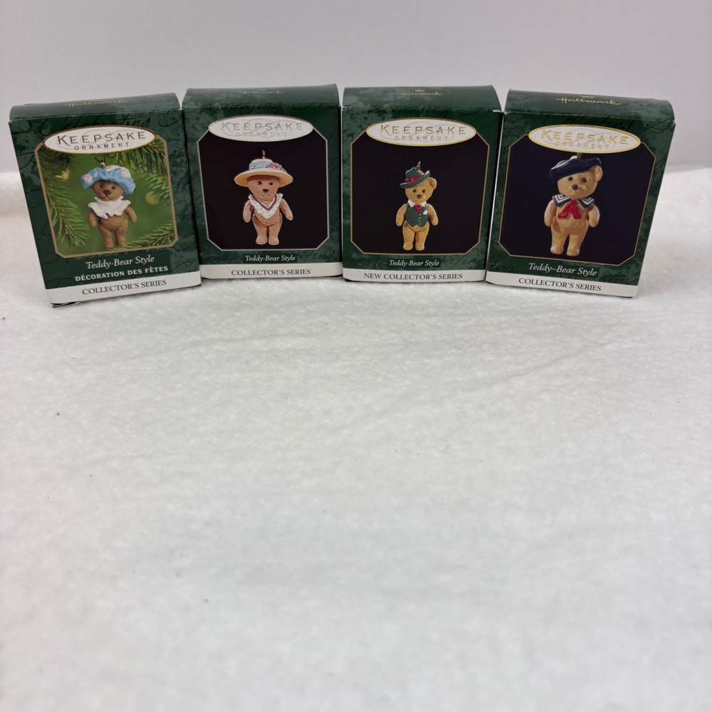 Hallmark Keepsake Teddy-Bear Style Miniature Ornament Set 1-4 1997-2000 Boxes